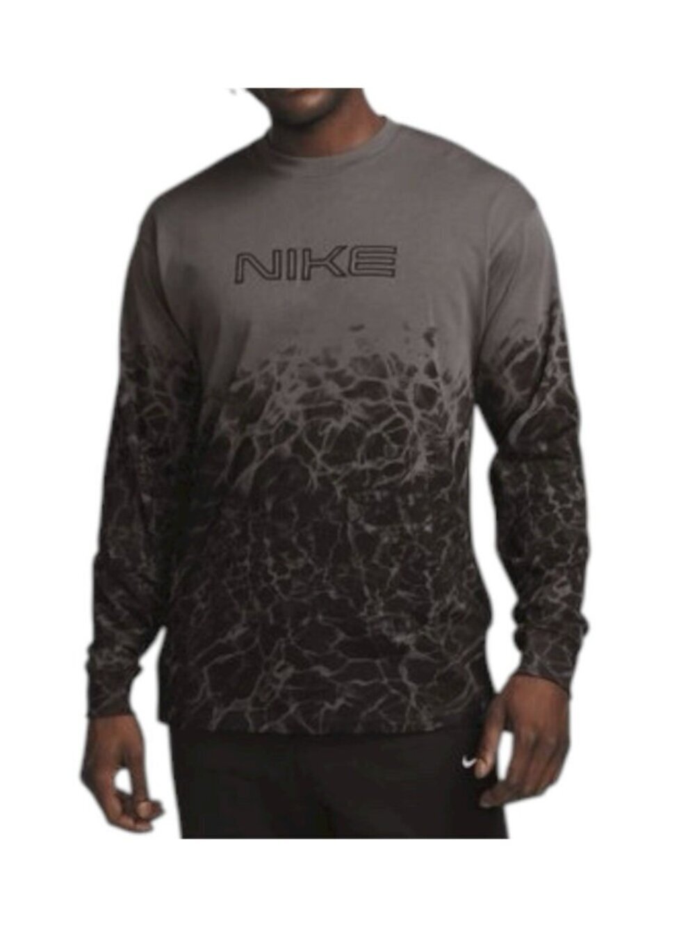 Nike Mens Casual Kukini Long Sleeve T-Shirt~Size Small~Iron Grey/Black ~ L12 03